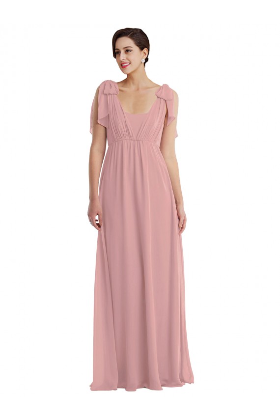 Soft Chiffon Halter Neck Sleeveless Dusty Pink Long Semi Formal Evening Dress / Bridesmaid Dress Kent