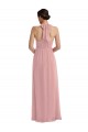 Soft Chiffon Halter Neck Sleeveless Dusty Pink Long Semi Formal Evening Dress / Bridesmaid Dress Kent
