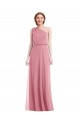 Soft Chiffon One Shoulder Sleeveless Skin Pink Long Semi Formal Evening Dress / Bridesmaid Dress Kent