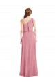Soft Chiffon One Shoulder Sleeveless Skin Pink Long Semi Formal Evening Dress / Bridesmaid Dress Kent