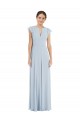 Soft Chiffon Bateau Neck Flutter Sleeves V-Back Long Formal Evening Gown / Bridesmaid Dress Kent