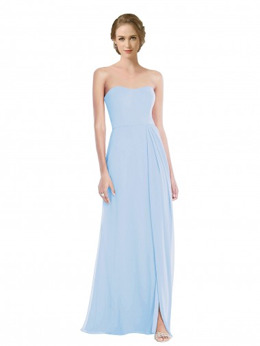 Soft Chiffon Sweetheart Sleeveless Light Sky Blue Long Formal Dress / Bridesmaid Dress Kent