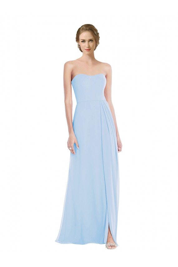 Soft Chiffon Sweetheart Sleeveless Light Sky Blue Long Formal Dress / Bridesmaid Dress Kent