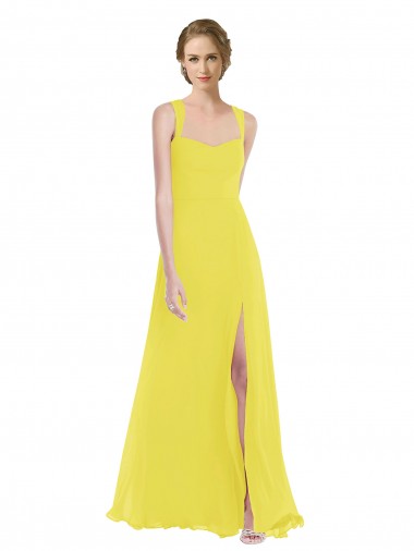 Soft Chiffon Spaghetti Straps Sleeveless Long Semi Formal Evening Dress / Bridesmaid Dress Kent