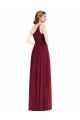 Soft Chiffon One Shoulder Sleeveless Burgundy Long Semi Formal Evening Dress / Bridesmaid Dress Kent