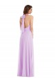 Soft Chiffon Halter Neck Sleeveless Low Back Long Semi Formal Evening Dress / Bridesmaid Dress Kent