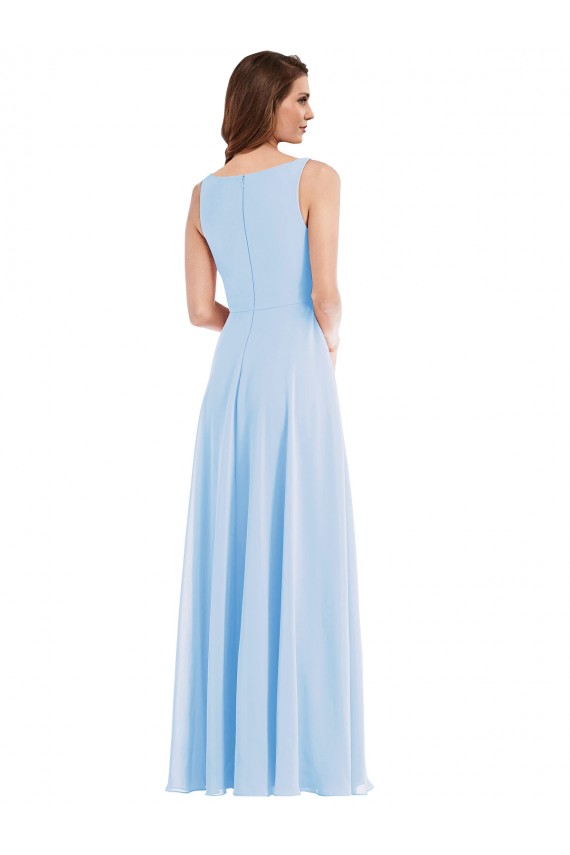 Soft Chiffon V-Neck Sleeveless Long Semi Formal Evening Dress / Bridesmaid Dress Kent