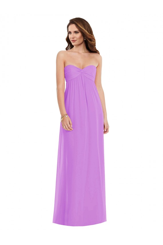 Soft Chiffon Sweetheart Sleeveless Low Back Violet Long Semi Formal Evening Dress / Bridesmaid Dress Kent
