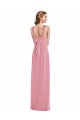Soft Chiffon Halter Neck Sleeveless Open Back Skin Pink Long Semi Formal Evening Dress / Bridesmaid Dress Kent