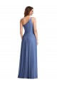 Soft Chiffon One Shoulder Sleeveless Windsor Blue Long Formal Evening Gown / Bridesmaid Dress Kent