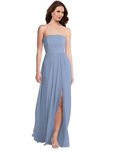 Soft Chiffon Strapless Sleeveless Long Semi Formal Evening Dress / Bridesmaid Dress Kent