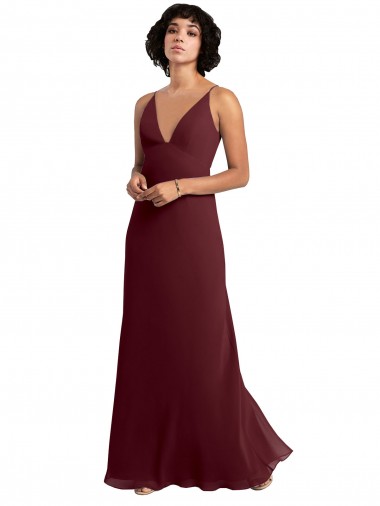Soft Chiffon V-Neck Sleeveless V-Back Long Bridesmaid Dress / Formal Dress Kent