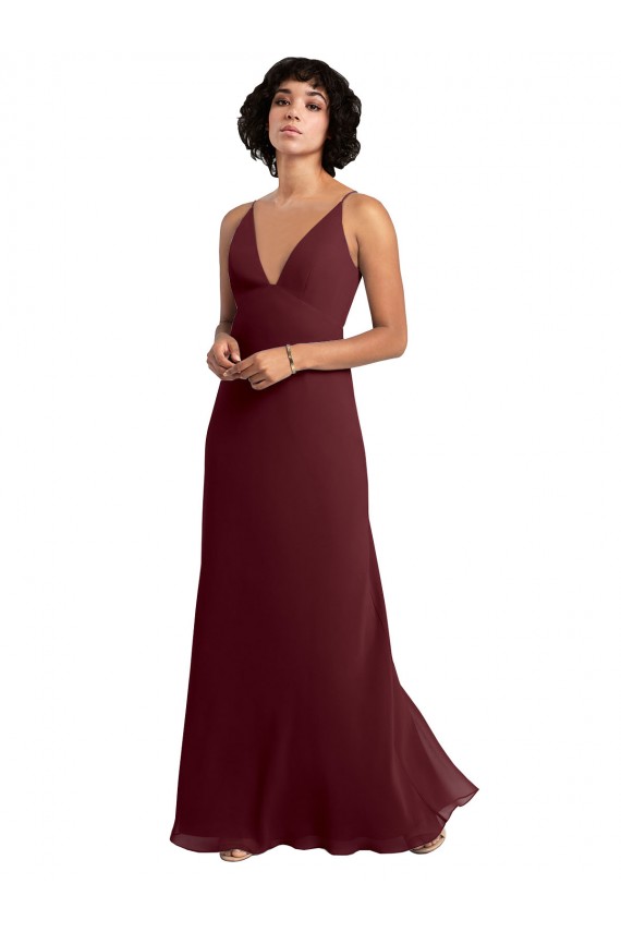 Soft Chiffon V-Neck Sleeveless V-Back Long Bridesmaid Dress / Formal Dress Kent