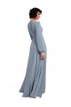 Soft Chiffon V-Neck Long Sleeves Long Bridesmaid Dress / Formal Dress Kent