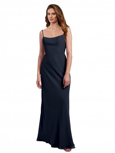 Soft Chiffon Spaghetti Straps Sleeveless Open Back Long Evening Dress / Bridesmaid Dress Kent