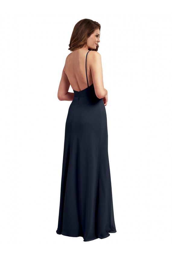 Soft Chiffon Spaghetti Straps Sleeveless Open Back Long Evening Dress / Bridesmaid Dress Kent