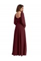 Chiffon Square Neck Long Sleeves Long Bridesmaid Dress / Evening Dress Kent