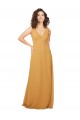 Soft Chiffon V-Neck Sleeveless Keyhole Back Saffron Long Bridesmaid Dress Kent