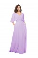 Lxue Chiffon V-Neck Half Sleeves Low Back Long Bridesmaid Dress Kent