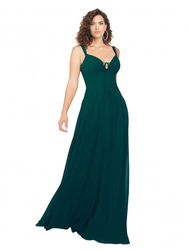 Soft Chiffon V-Neck Sleeveless Low Back Hunter Long Bridesmaid Dress Kent