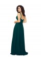 Soft Chiffon V-Neck Sleeveless Low Back Hunter Long Bridesmaid Dress Kent