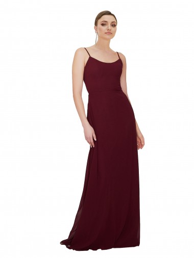 Soft Chiffon Scoop Neck Sleeveless Keyhole Back Long Bridesmaid Dress Kent