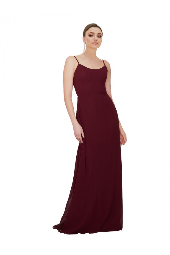 Soft Chiffon Scoop Neck Sleeveless Keyhole Back Long Bridesmaid Dress Kent