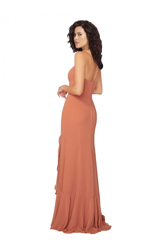 Soft Chiffon Square Neck Sleeveless V-Back Long Bridesmaid Dress Kent
