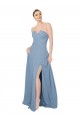 Chiffon Sweetheart Sleeveless Low Back Dusty Blue Long Bridesmaid Dress / Evening Dress Kent
