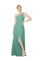 Soft Chiffon One Shoulder Sleeveless Icelandic Silver Long Bridesmaid Dress Kent
