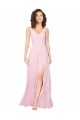 Soft Chiffon V-Neck Sleeveless V-Back Barely Pink Long Bridesmaid Dress Kent