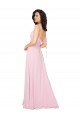Soft Chiffon V-Neck Sleeveless V-Back Barely Pink Long Bridesmaid Dress Kent
