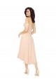 Soft Chiffon Square Neck Cold Shoulder Low Back Midi Length High Low Bridesmaid Dress Kent