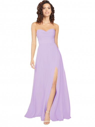 Chiffon Sweetheart Sleeveless Low Back Lilac Long Bridesmaid Dress / Evening Dress Kent