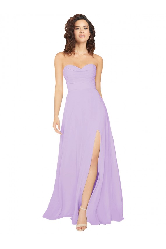 Chiffon Sweetheart Sleeveless Low Back Lilac Long Bridesmaid Dress / Evening Dress Kent