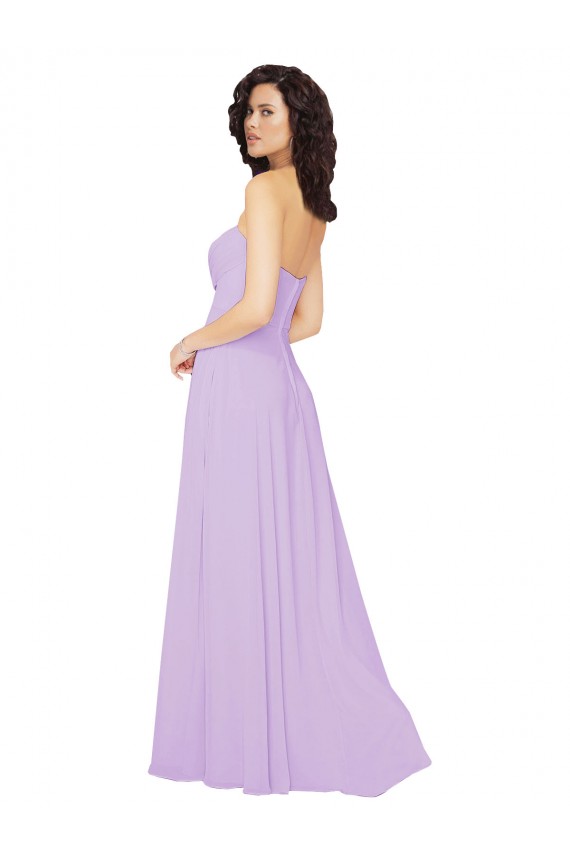 Chiffon Sweetheart Sleeveless Low Back Lilac Long Bridesmaid Dress / Evening Dress Kent