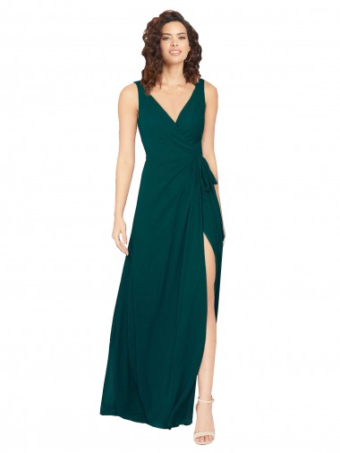 Chiffon V-Neck Sleeveless V-Back Hunter Long Evening Gowns / Bridesmaid Dresses Kent