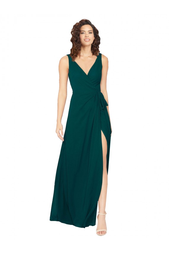 Chiffon V-Neck Sleeveless V-Back Hunter Long Evening Gowns / Bridesmaid Dresses Kent