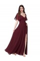 Soft Chiffon Sweetheart Short Flutter Sleeves Keyhole Back Long Formal Dress / Bridesmaid Dress Kent