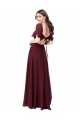 Soft Chiffon Sweetheart Short Flutter Sleeves Keyhole Back Long Formal Dress / Bridesmaid Dress Kent