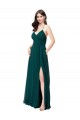 Chiffon V-Neck Sleeveless Open Back Long Wedding Party Dress Kent