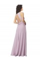 Soft Chiffon Halter Neck Sleeveless Keyhole Back Pink Glow Long Bridesmaid Dress Kent