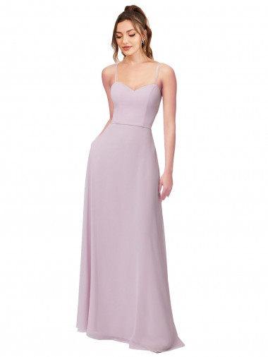 Soft Chiffon Sweetheart Sleeveless Pink Glow Long Bridesmaid Dress Kent