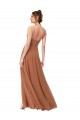 Soft Chiffon Cowl Neck Sleeveless Low Back Long Bridesmaid Dress Kent
