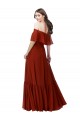 Soft Chiffon Off the Shoulder Short Flutter Sleeves Long Bridesmaid Dress Kent
