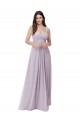 Soft Chiffon V-Neck Sleeveless Low Back Pink Glow Long Bridesmaid Dress Kent