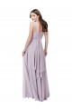 Soft Chiffon V-Neck Sleeveless Low Back Pink Glow Long Bridesmaid Dress Kent