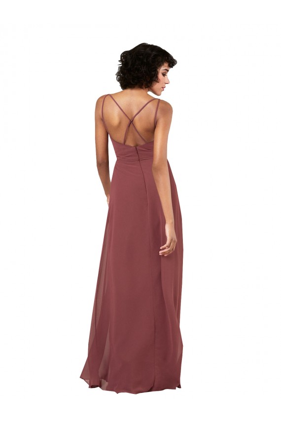 Soft Chiffon V-Neck Sleeveless Open Back Long Formal Evening Gown / Bridesmaid Dress Kent