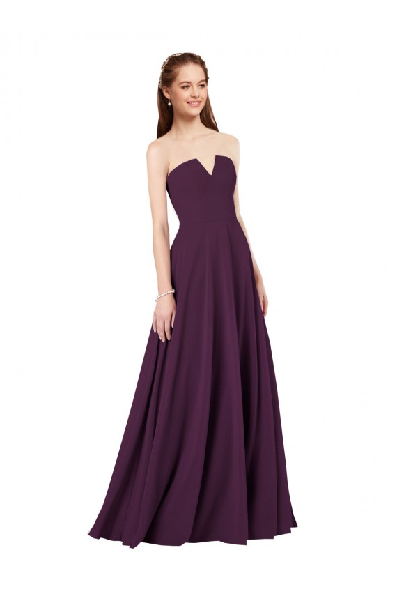 Soft Chiffon Strapless Sleeveless Low Back Long Formal Dress / Bridesmaid Dress Kent