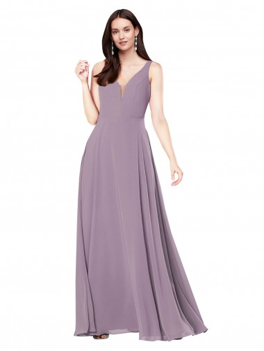 Soft Chiffon V-Neck Sleeveless V-Back Long Formal Evening Gown / Bridesmaid Dress Kent